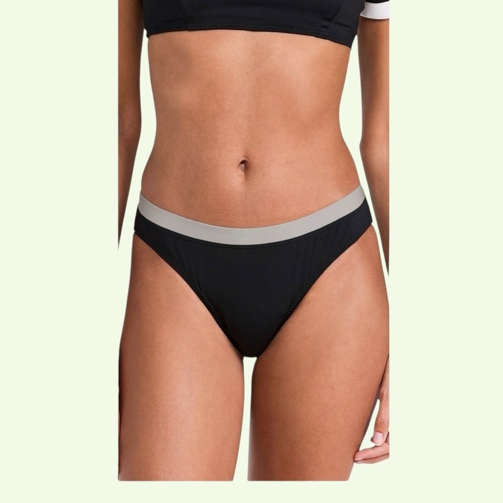 Onia Bikini Bottoms Medium Black Gray Contrast Trim Low Rise Minimalist
